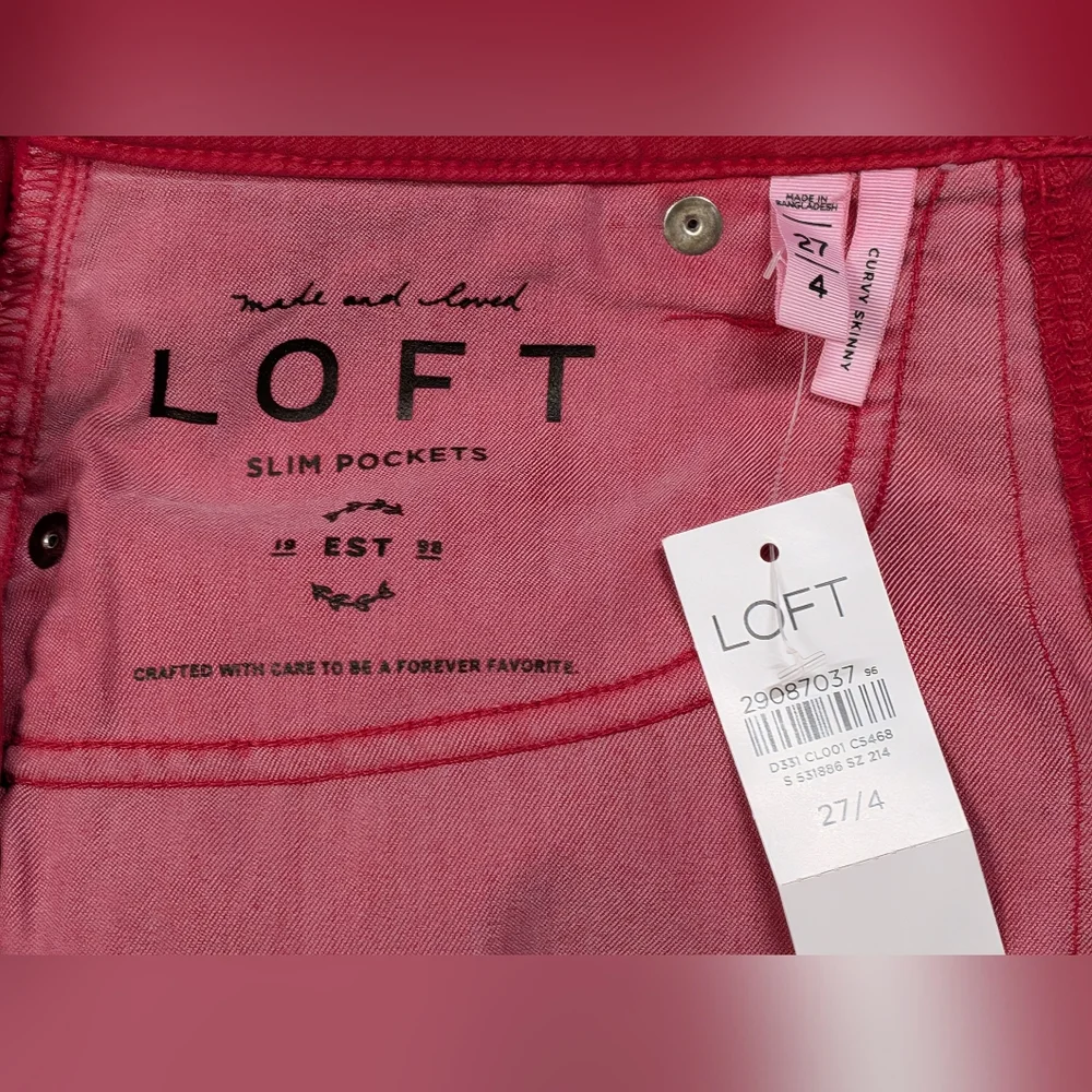 LOFT Curvy Skinny Women's Red Jeans